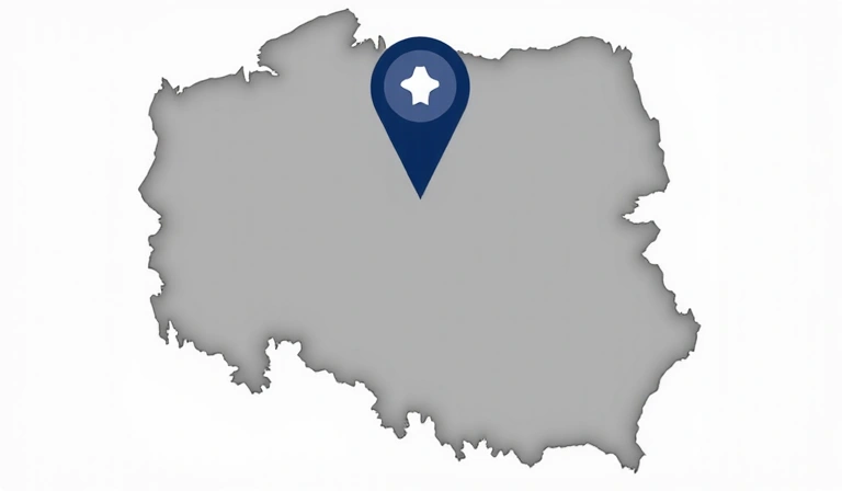 Mapa Polski z zaznaczonym Lublinem, podkreślająca zasięg działalności firmy.