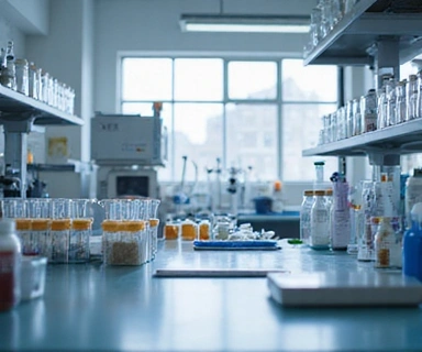 Laboratorium z próbkami i sprzętem badawczym