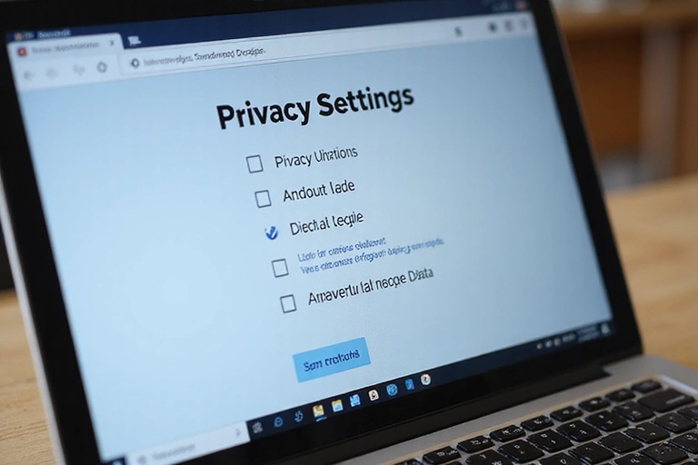 Laptop showing data privacy settings